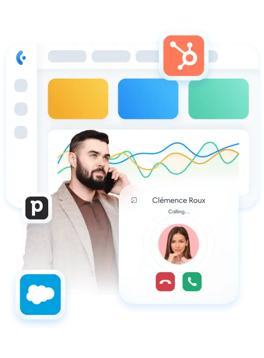 קונספט טלפוניה עסקית בענן עם סמלים המייצגים תקשורת, קישוריות וטכנולוגיית ענן סביב טלפון עסקי.