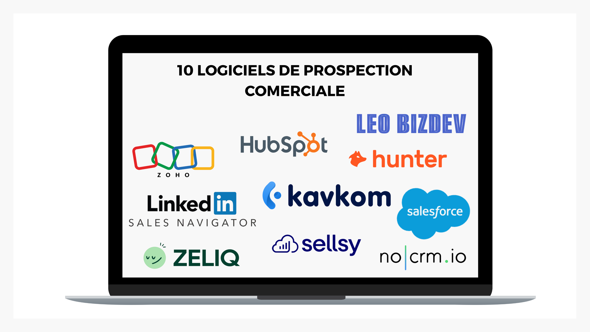 ordinateur ouvert avec les 10 meilleurs logiciels de prospection commerciale (2025) pour optimiser vos performances