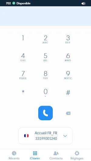 Webphone Kavkom sur mobile, données de démonstration